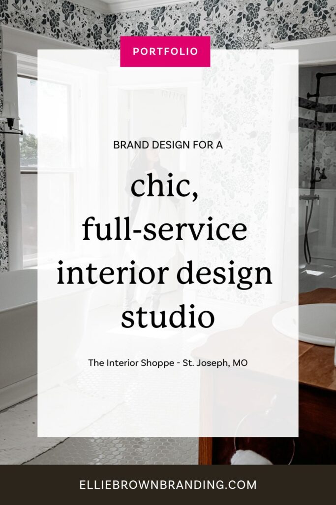 Cover photo that says "brand design for a chic, full-service interior design studio"